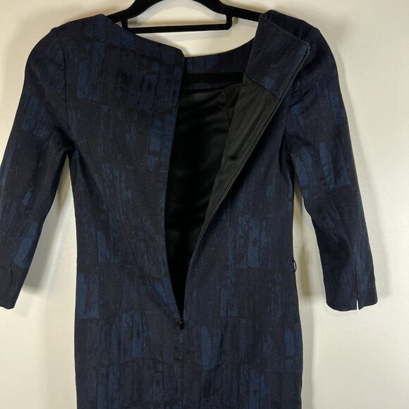 MM Lafleur Women's Navy Blue Cotton Blend Sheath Dress Pockets Size‎ 0 Designer - Picture 11 of 11